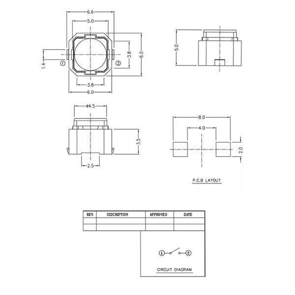 SKPMAPE010 6*6 Silent Tactile Switch EOPASACIA