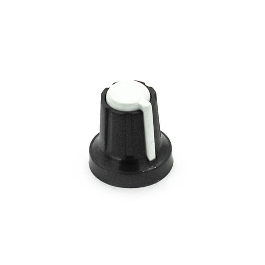Black & White Plastic Knob for 6mm Knurled Shaft Potentiometer