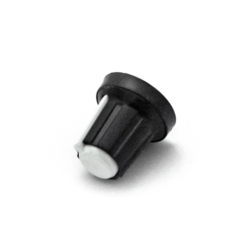 Black & White Plastic Knob for 6mm Knurled Shaft Potentiometer
