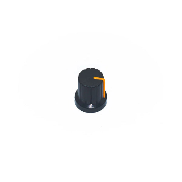 Black & Orange Plastic Knob for 6mm Knurled Shaft Potentiometer