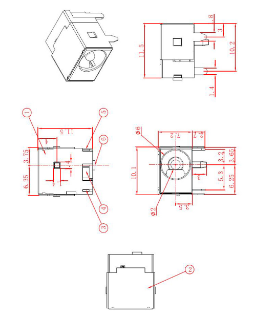 DC044B 2.5mm Notebook DC Socket