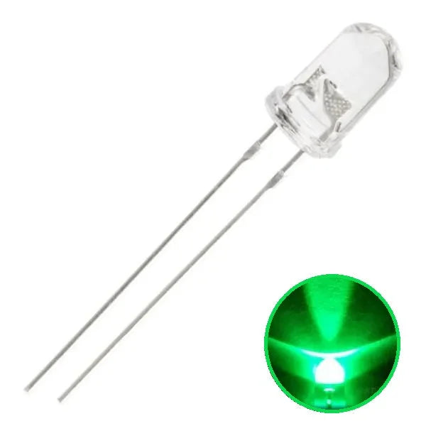 High Intensity 5mm LED Green (Clear Lens)