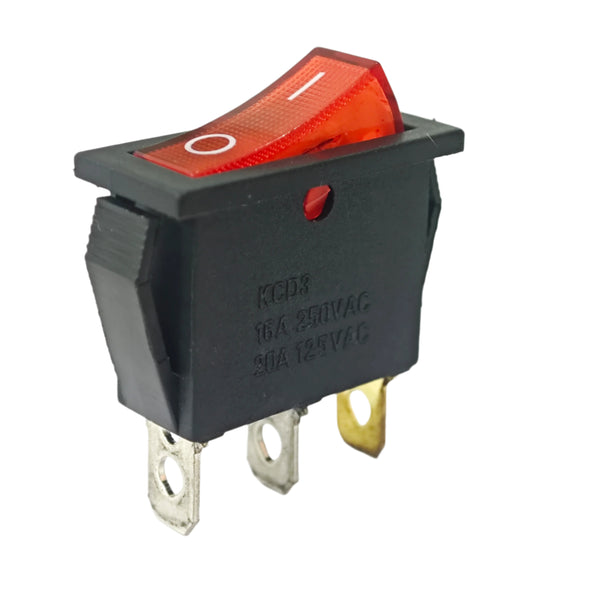 KCD3 3-Pin Rocker Switch with Red Light – 16A 250V