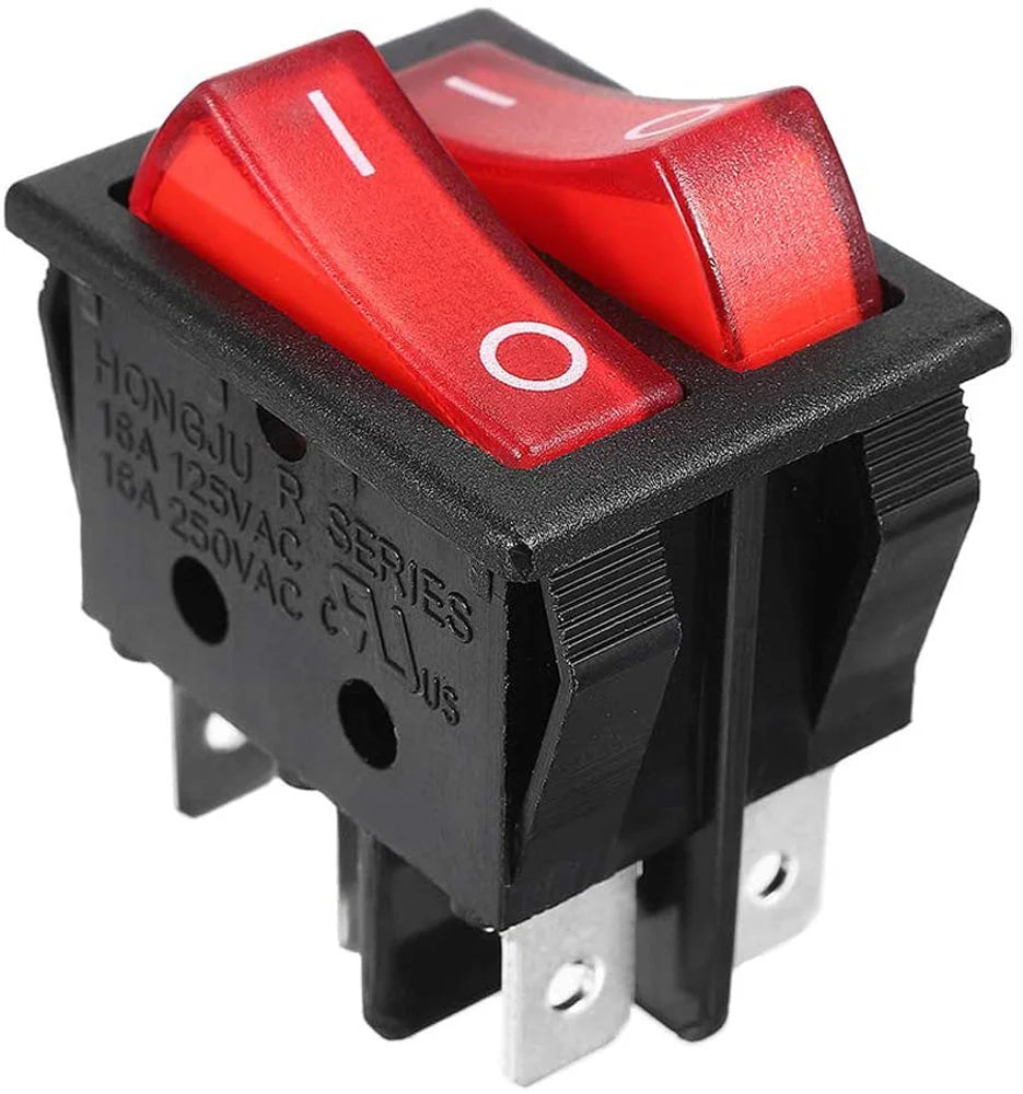 KCD4 Double Boat Rocker Switch 6 Pin On Off With Red Light