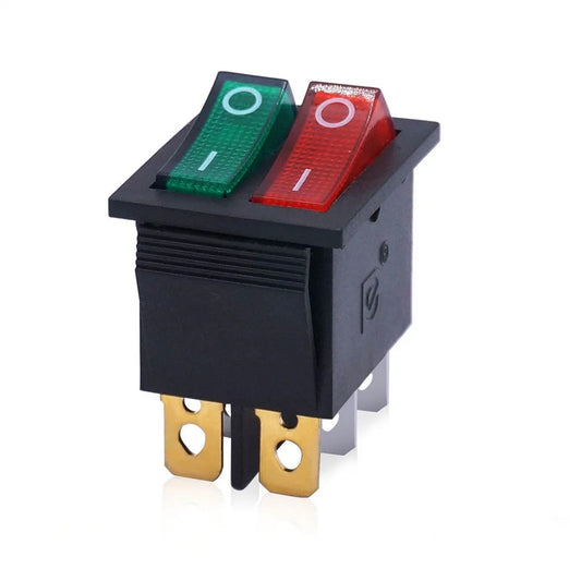 KCD4 Double Boat Rocker Switch 6 Pin On Off With Green & Red Light