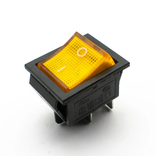 KCD4 16A 250V DPST ON-OFF Rocker Switch with Yellow Light