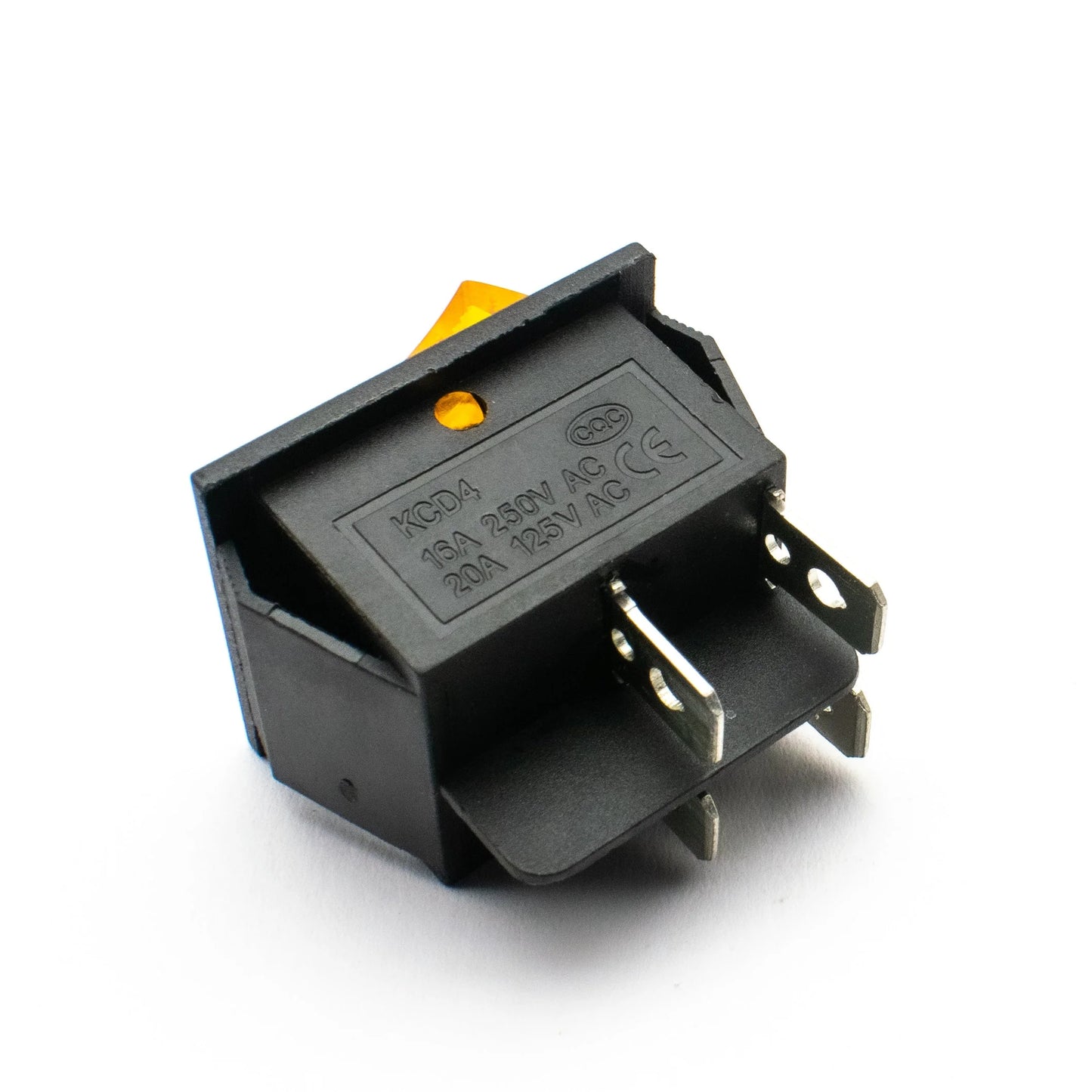 KCD4 16A 250V DPST ON-OFF Rocker Switch with Yellow Light
