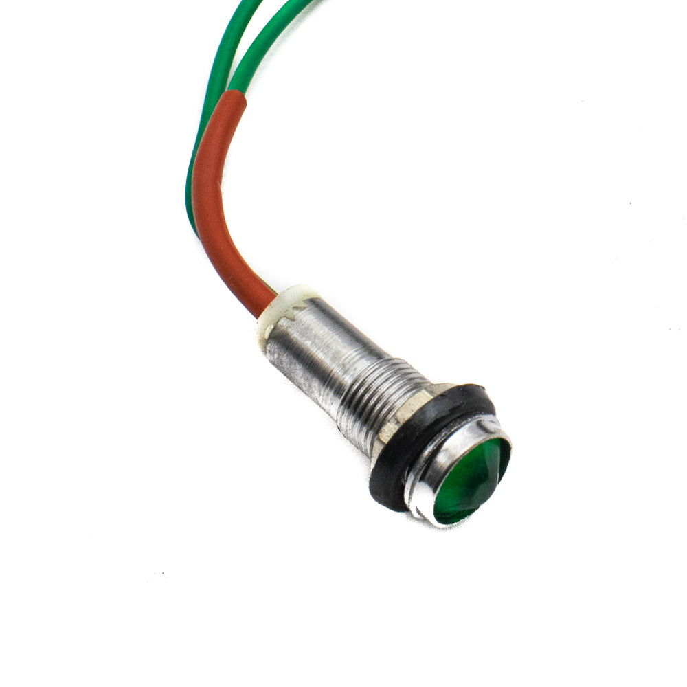 10mm AC Green Power Indicator Light with Wire and Metal Body