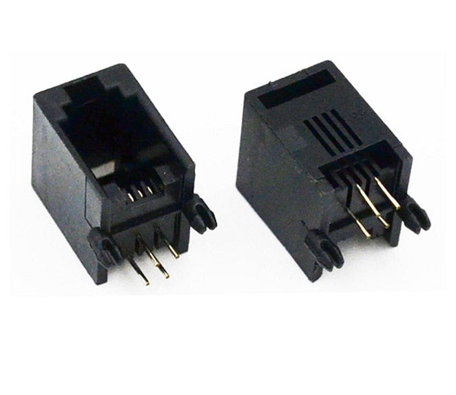 RJ10 4P4C Female Modular Jack Connector PCB Mount Telephone Socket