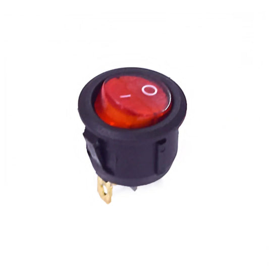 6A 250V AC SPST ON-OFF Round Rocker Switch with Red Light