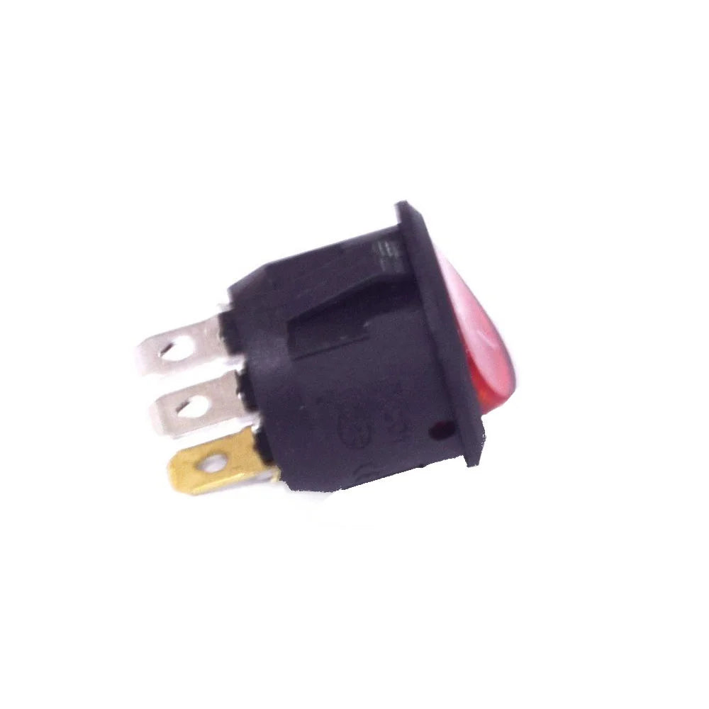 6A 250V AC SPST ON-OFF Round Rocker Switch with Red Light