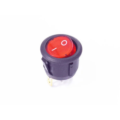 6A 250V AC SPST ON-OFF Round Rocker Switch with Red Light