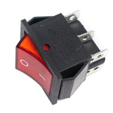 16A 250V DPDT ON-ON Rocker Switch with Indicator Light (Red)