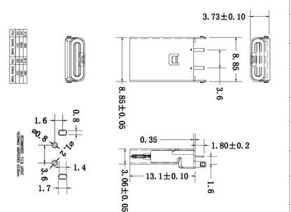 USB Type-C 2-Pin Female Connector (13mm)