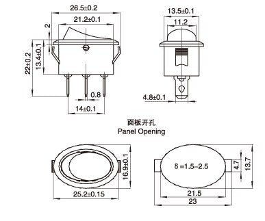 KCD1 Oval Rocker Switch (6A, 250V, SPDT) Pack of 10