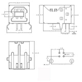 USB Type-B 90-Degree Bent Foot Connector (Female, 1.5A, 30V)