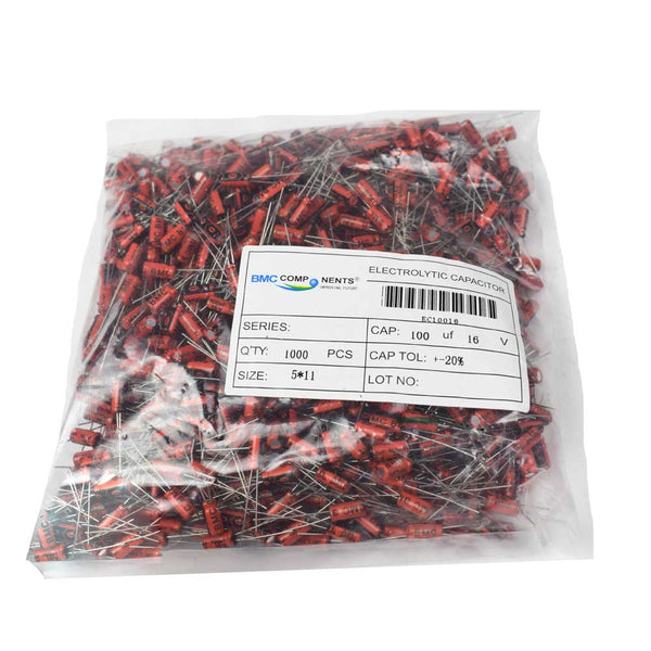 100µF 16V Electrolytic Capacitor (Pack of 1000)